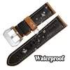 24mm 26mm Watch Band för Panerai Pam Luminor Calfskin Retro Frosted Leather Accessories Waterproof Rem rostfritt stål Pin Buckl2764