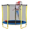 5.5ft trampolines voor kinderen 65 inch buiten indoor mini peuter trampoline met behuizing, basketbalring en bal inclusief A06