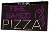 TC1382 Fire Baked Pizza Bar Pub Light Sign Dual Color 3D Engraving