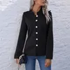 女性ブレザーシングルブレスト長袖レディースブラックコートフェビオン女性のスリムスーツジャケットプラスサイズ210513