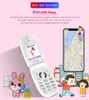 W11 Mini Clamshell Kids Cartoon Mobile Phone 1.44" Single Sim MP3 Bluetooth Handsfree Earphone Small Flip Cute Girl CellPhone For Children Student