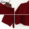 1赤女性特大のタートルネックセーターのための緩いsプルオーバー冬の女性の編み物プルオーバー210514