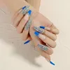 False Nails 24 개/상자 라인 석 관 웨어러블 분리형 발레리나 가짜 풀 커버 프레스 네일 팁 디자인