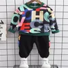 Enfants bébé garçon vêtements ensembles coton printemps automne costume lettre imprimé pull enfants garçon vêtements sport décontracté enfant en bas âge sweat-shirt + pantalon ensemble deux pièces