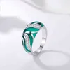 OGULEE 925 Anéis de Prata Esterlina para Mulheres Azul Vermelho Verde CZ Anel de Dedo Feito à Mão Esmalte Jóias Noivado Casamento 211217