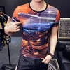 Starry Sky Print T-shirt Hommes Été À Manches Courtes O-Cou Tops Tees Respirant Sports Wear Fitness Body Tight Tshirt Streetwear 210527