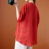 Негабаритные женские хлопковые льняные повседневные рубашки поступление 2021 летний китайский стиль старинные стойки воротник свободно женские топы S3181 женские блузки