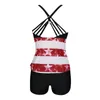 Bikini 2021 Plus Size Badeanzug Damen American Flag Crisscross Back Boyshort Zweiteiler S-5XL Damen Bademode Monokin