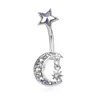 Nombril de luxe Clochette Anneaux Or Lune Étoile Ventre Anneau Ab Strass Conception Corps Piercing Bijoux