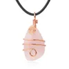 Natural Raw Amethyst Stone Pendant Halsband för kvinnor inslagna läkande oregelbundna chakra -kristaller med två olika kedjor4131342