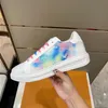 Moda Prawdziwej Kożuch Mężczyźni Mężczyźni Rainbow Leathlection Reflection Blue Multi-Color Casual Shoe Outsole Gumowe buty TPU wewnątrz CFVT