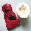 Womens Designer Winter Velvet Beanie Hat With Pompoms Women Soft Stretch Cable Knitted Pom Poms Cashmere Hats Female Warm Skull Caps Beanies Girl Ski Cap