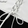 Forefair Women White Sexy Knit Crop Top O Neck Sleeveless Hollow Out Bandage Shirt Fashion Basic Summer Y2k Tank Top Casual 2021 Y0824