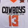 2020 Oklahoma State OSU Basketball Jersey NCAA College 13 Isaac Likekele Blanc Tout Cousu Et Broderie