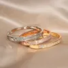 Eleganckie Klasyczne Crystal Cuff Bransoletki Bransoletki Dla Kobiet Złoty Kolor Proste Kobiece Otwarcie Bransoletki Biżuteria Ślubne Akcesoria Q0719