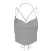 Dames T-shirt Kaisendz Mesh Patchwork Sling Sexy Dames Bandage Backless 2022 Zomer Vrouwelijke Tops Party Nightclub Mode