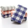 Toalla de algodón a cuadros, súper absorbente, suave y cómoda, para lavar la cara, productos para el hogar, 34x74cm