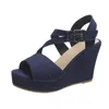 2021 Neue Ankunft Frauen Keile Sandalen Sommer Blaue Plattform Freizeitschuhe High Heel Sandalias Mujer Zapatos de Y0721