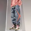 Moda Streetwear homens jeans de alta qualidade solto apto esgotado designer denim cargo calças hip hop joggers largamente perna de algodão calças