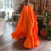 Celmia Summer Dress Women Sexig Short Sleeve Ruffled Maxi Long Casual Loose Polid Pleated Beach Vestido Robe Plus Size X0629