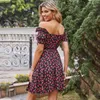 Fashion Sexy V-Neck Summer Mini Dress Women Dresses New Black Floral Print Short Sleeve Tunic Beach Party Sundress Female 210415