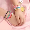 Cadena de eslabones para mujer, pulsera de cerámica suave elástica colorida de 6mm, cuentas redondas CCB de moda hechas a mano Trum22