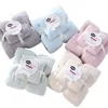 Luxe koraal fleece geruite rasterpatroon microfiber gezicht badhanddoek geschenk badendoek set badkamer