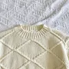 Höst Vinter Kids Boys Girls Långärmad Sticka Diamant-Typ Lattice Sweater Baby Pullover Sweaters 210429