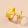 2pcs/set Candy Color Butterfly Opening Rings For Women Men Couple Ring Set Korean New Fashion Knuckle Jewelry