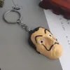 La Casa de Papel Mask Keychain Money Heist House of Paper Salvador Dali Mask Nyckelring för Kvinnor Män Bil Keyring Smycken G1019