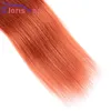 Dark Roots Orange Ombre Tejido de cabello humano 3 paquetes Virgen peruana Tejido recto sedoso Dos tonos 1B 350 Extensiones precoloreadas Consejos saludables