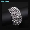 Especial brillante Rhinestoe Crystal Stetch Elástico Mujeres Multi Filas Brazaletes de boda nupcial Pulseras Pulsera Q0717