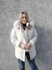 Pamuk Yastıklı Kürk Parka Büyük Kürk Yaka Aşağı Kış Ceket Kadınlar Kalın Sıcak Parkas Kadın Giyim 211108