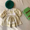 Stile coreano nuovo 2021 primavera neonate abito da principessa in pizzo manica lunga bambini bambini abiti stampati floreali Q0716