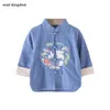 Mudkingdom Baby Boys Girls Chinese Style T-Shirts Long Sleeve Cotton Fashion Embroidery Children Tops Casual Kids Clothes 210615