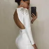 Diamond Tassel Bandage Long Dress Women Sexy Backless Split Bodycon Celebrity Party Evening Runway Vestidos Fashion 210527