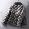 Winter Women's Plus Size Polded Coats Mode Cotton-Padded Kläder Faux Mink Hår Patchwork Varma Parkas Jackor Kvinna 211130