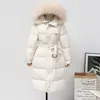 Autumn Winter Faux Fur Long Jacket Hooded Warm Woman Coats Solid Women Parkas Cotton Coat 211221