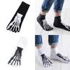 1 Paar Socken Punk Rock Herren 3D-Druck Terror Skelett Zehensocken Knochen Männliche kurze Socken Hip Hop Scary Skull Five Finger Odd Sox X0710