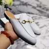 Leather men slippers soft cowhide Lazy women's shoes Metal buckle beach Mules Princetown Classic lady slipper with box