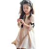 Herbst Baby Mädchen Kleid Lose Baumwolle Leinen Laterne Hülse Kleider Bogen Casual Teenager Kinder Prinzessin Kleidung anzug für das neue jahr Q0716