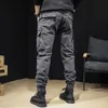 Mäns byxor 2021 Vår sommar Streetwear Mens Hip Hop Jogging Casual Men Byxor Stor Storlek Lösa Sweatpants Pocket Cargo D96