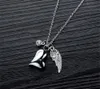 Hund Tag ID-kort Rostfritt Stål Urn Hängsmycke Halsband med Birthstone Crystal Angel Wings Ash Heart Memorial Chain Silver