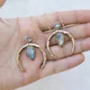 Kolye Kolye Yaratıcı Vintage Moonstone Zincir NackLaCes Kadınlar Için Charm Altın Renk Crescent Sarkık Kolye Kadın Takı Hediye