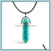 Pendant Necklaces & Pendants Jewelry Crystal Hexagonal Prism Natural Quartz Healing Point Chakra Stone Charm Wax Rope String For Women In Dr