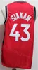 Pascal Siakam Jersey 43 Men Basketball Black Red White Team Color For Sport Fans Breathable Embroidery And Sewing Pure Cotton Shirt Excellent Quality On Sale