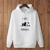 Hoodies masculino camisolas 2021 Chegada harajuku panda eu odeio manhãs impressão pulôver moletom hip hop streetwear homens preto