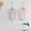 Body Summer Bodysuit Cute Bez Rękawów Kombinezon Kwiatowy Bawełna Baby Odzież Dziewczyna Toddler 210417