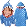 Baby Girl Dress Shark Kostymer Barn One-Piece Dresses Hooded Girls Blus Kläder Vit Dot Hoodies Kids Outfit 2 4 6 8 10Y 210413