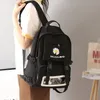 Black Women Backpack For Girls School Bags Teenage Oxford Waterproof Back Pack Flowers Fashion Bagpack Transparent Pouch